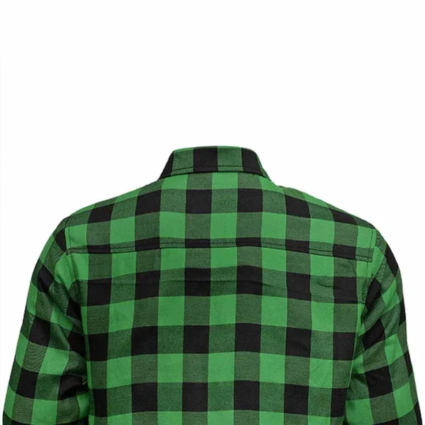 Men's Motorcycle Riding Reinforced Flannel Shirt Road Series Green - Image 2