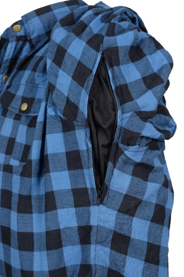 Men's Motorcycle Riding Reinforced Flannel Shirt Road Series Blue - Image 2