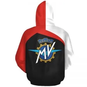 MV Agusta Black White Zip Up Hoodie