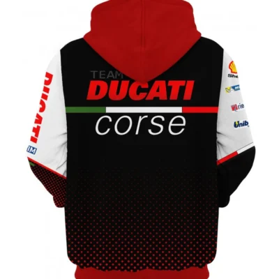 Ducati White Black Red Pullover Hoodie