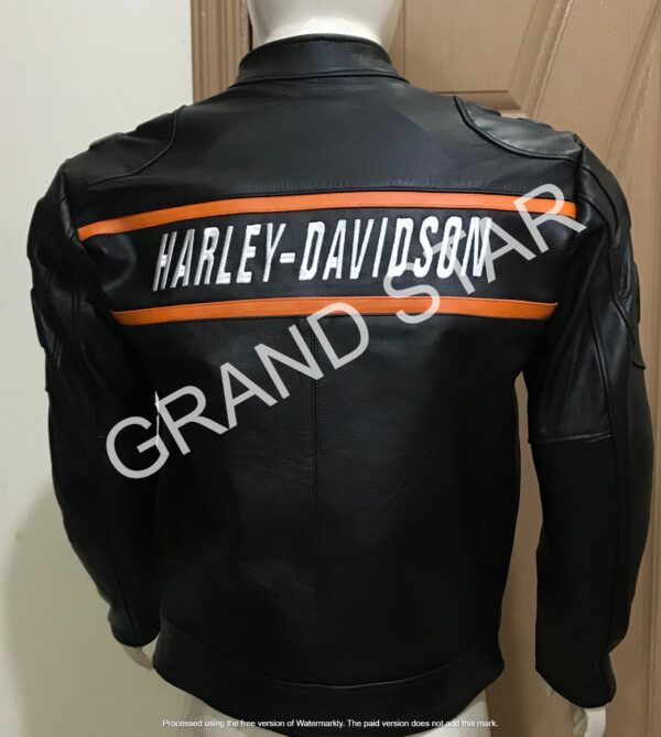 Harley Davidson Men’s High Quality Racing Leather Jacket - Image 2